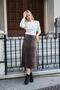 Women's Lightweight Thick Fabric High Waist Midi Length Bell Skirt - Leopard - 4