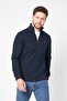Men's Navy Blue Long Sleeve Front Zippered Cardigan Mtlce8293-Navy Blue - 3