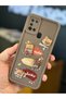 Galaxy A21S Case Designed Patterned Camera Protected Teddy Bear Coffee Color Soft Silicone Cover - 4