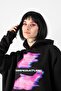 Temperature Printed Oversize Unisex Black Hoodie - 2