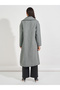 Oversized Midi Length Wool Like Coat with Contrast Trim - 4
