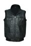 Black Leather Vest with Collar and Elastic Waist - 4