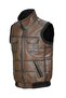 Leather Vest with Collar and Elastic Waist - 8