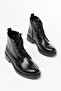 165-225 Black Patent Leather Lace up Zippered Daily Women's Boots