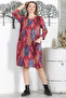 Italian White-Burgundy Round Neck Long Sleeve Pocket Allover Printed 2 Yarn Non-Rated Knitted Dress - 4