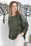 Italian Dark Green Round Neck Long Sleeve Sequined Printed 2 Yarns Without Shading Casual Knitted Blouse - 4
