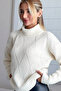 Turtleneck Low Long Sleeve Regular Fit Diamond Pattern Textured Style Lycra Knitwear Sweater - 5