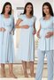 Pregnant Maternity Lace Cotton Dressing Gown Nightgown Pajama Set Set of 4