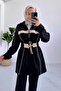 Striped Elastic Waist Two Thread Suit - Black - 2
