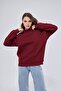 Unisex Burgundy Color Basic Sweatshirt Crew Neck Hoodie 100% Cotton - 5