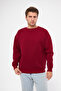 Unisex Burgundy Color Basic Sweatshirt Crew Neck Hoodie 100% Cotton - 2