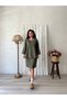 Khaki Green Short Stitched Skirt-Blouse Set (Etek-Bluz) - 3