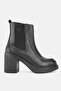 Women's Black Genuine Leather Number 36-41 Thick Heel Chelsea Boots & Booties