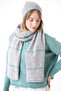 Women's Striped Soft Touch Scarf Beanie Set Gray 25W5001 - 4