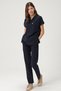 Lycra Scrubs Navy Blue Bat Sleeve Doctor Nurse Jersey Suit - 3