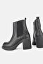 Women's Black Genuine Leather Number 36-41 Thick Heel Chelsea Boots & Booties - 4