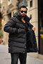 Men's Winter Long Coat with Hooded Side Zipper Detail - 2