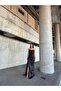 Rope Strap Draped Slit Satin Long Evening Dress