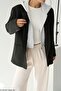 Women's Black Zippered Sweatshirt Detailed Oversize Jacket - 4