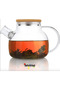 Bamboo Vacuum Lid Heat Resistant Glass Teapot with Strainer (1000 ml) Teapot - 3