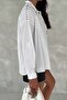 Women's White Staple Bead Detailed Design 100% Cotton Comfortable Shirt - 7