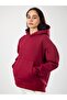 Basic Women's Relaxed Fit Hoodie - Burgundy - 3