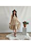 Skirt with Flounces Dress in Light Camel