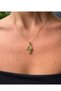 Steel Green Stone Fatma Mother Hand Necklace - 2