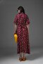 Burgundy Draped Sleeve Belted Woven Maxi Shirt Dress - 5
