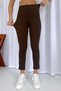 Skinny Leg Full Lycra High Waist Women's Trousers - Brown