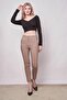 High Waist Thick Belted Pockets Narrow Leg Ankle Length Cotton Stretch Fabric Fabric Trousers - Mink - 3