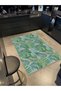 Angel Collection Blue Green Tropical Leaves Patterned Woven Base Modern Decorative Carpet Melek05