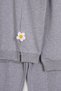 Crew Neck Long Sleeve Daisy Detailed Long Sleeve Gray Color Girls' Tracksuit Set - 5
