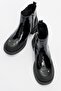 Albia Black Patent Leather Zippered Elastic Women's Boots - 2