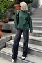 سترة تريكو نسائية ذات ملمس ناعم من Green Crew Neck قصة فضفاضة - 7