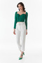 Tulle Detailed Heart Collar Crop Blouse - 4