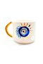 24 Carat Gold Embroidered Pearl and Evil Eye Embossed, Handmade 270 ml Mug Ngı270b1