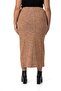 Large Size Elastic Waist Ribbed Knitwear Brown Skirt - 3