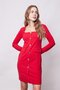 Women's Lycra Crepe Fabric Square Collar Long Sleeve Front Buttoned Office Jacket Dress-Red - 4