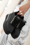 Hidden Wedge Heel Thick Sole Rhinestone Lace-Up Women's Black Sneakers Sneakers Robin - 2