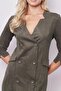Women's Velvet Lycra Soft Textured Double Breasted Capri Three Quarter Sleeve Slit Office Jacket Dress-Khaki - 6