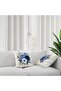 Cream Background Blue Floral Patterned Digital Printed Decorative 2-Piece Throw Pillow Cover Set - 2