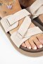 Tulipan Women's Beige Slippers with Genuine Leather Straps - 4