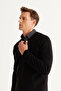 Men's Black Anti-Pilling Standard Fit Regular Cut V-Neck Knit Sweater - 7