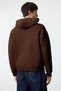 Dark Brown Oversize/Wide Cut Back Embroidery Detailed Hooded Sweatshirt Tmnaw25Sw00142