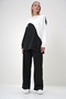 Women's Black Crew Neck Color Block Two Thread Bottom-Top Suit Alc-X12888 - 4