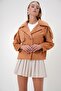 Women's Cinnamon Double Breasted Collar Button Detailed Unlined Jacket Alc-X12686 - 2