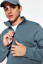 Mavi Regular/Normal Kesim Dik Yaka Fermuarlı Pamuklu Basic İçi Polarlı Sweatshirt TMNAW24SW00041 - 2