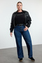 Koyu Mavi Yüksek Bel Vintage Yıkama Straight Fit %100 Pamuk Non-Stretch Jeans TBBSS24CJ00042 - 2