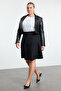 Black Rose Patterned Knitted Large Size Skirt